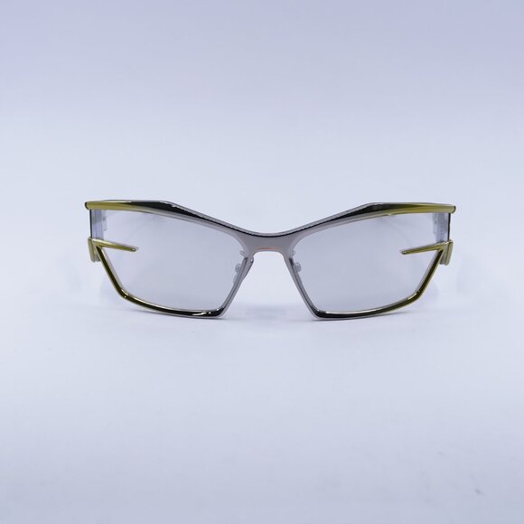 Givenchy GV40066U 39C Sunglasses Yellow Geometric Frame, Smoke Mirror Lenses - Picture 4 of 10